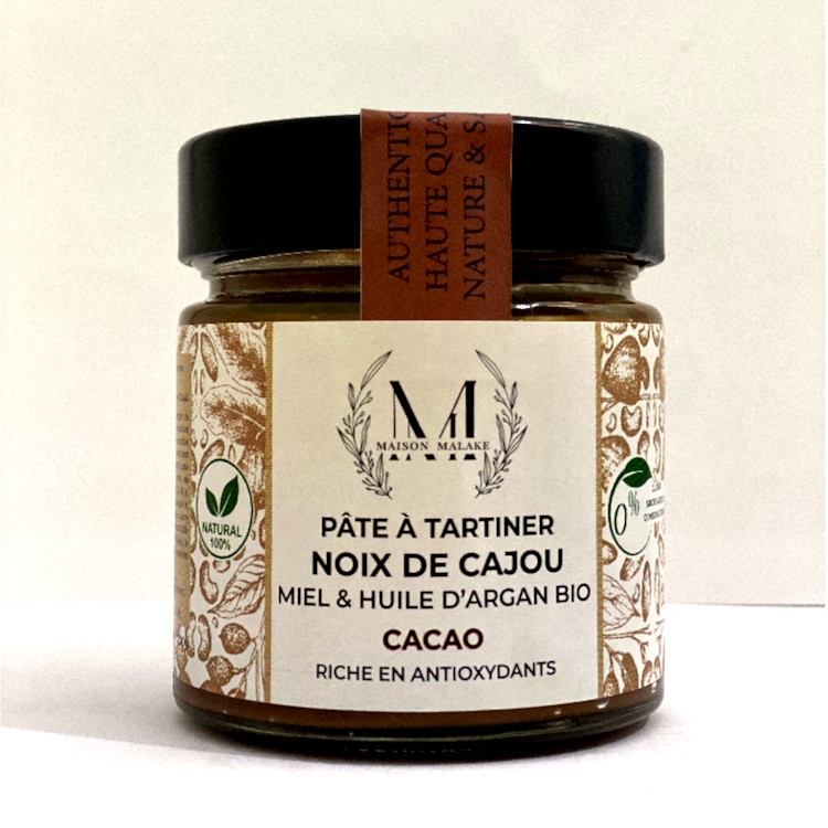 Pâte à tartiner Recette CACAO Cajou, Miel, Huile d’Argan Bio 200g