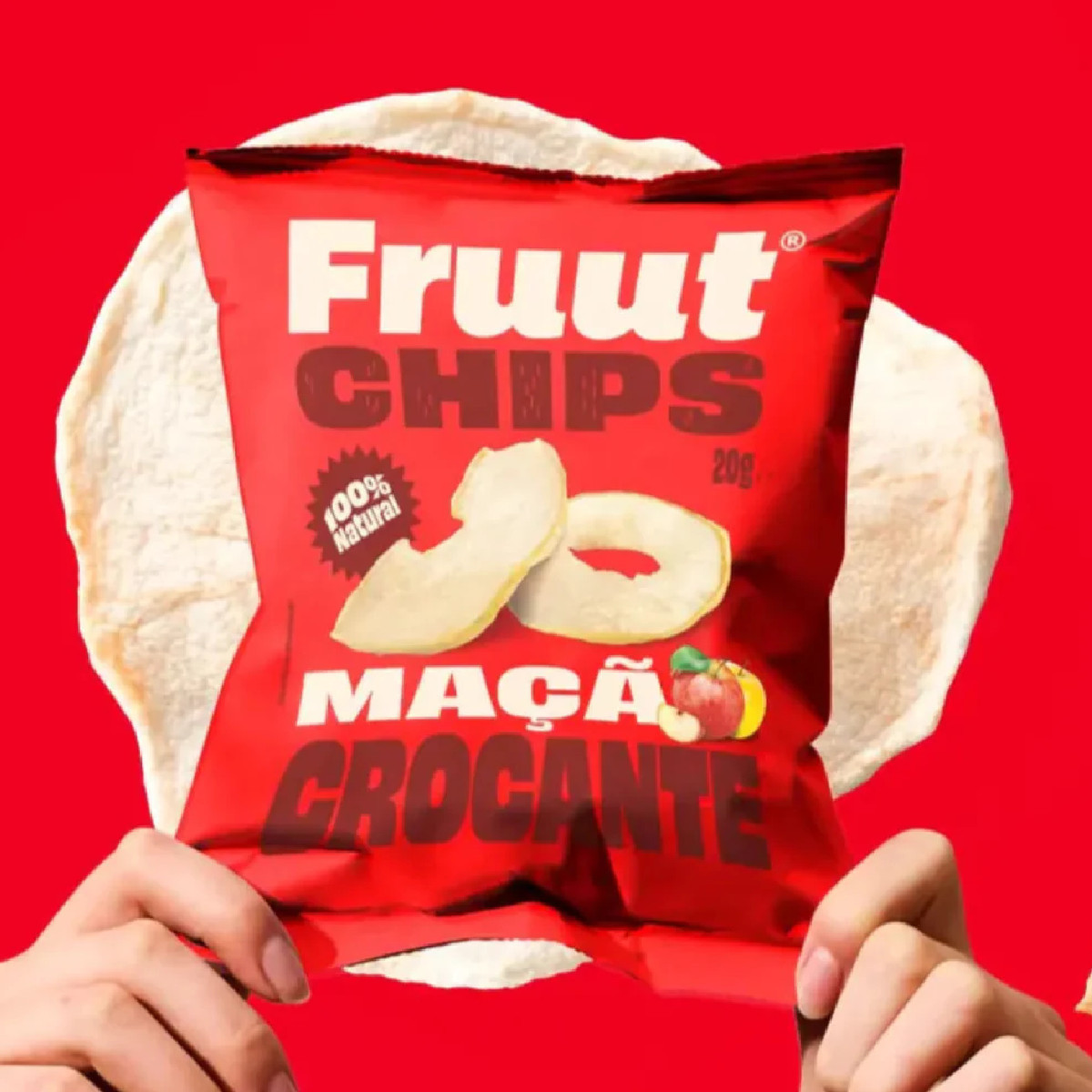 Fruut Chips de Pomme Rouge Croquante, 100 % Fruit, Sans Sucre Ajouté, Non Frit