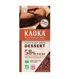 Kaoka Tablette Dessert Chocolat Bio Noir 58% Cacao 200g شوكولاتة داكنة عضوية 58٪ كاكاو