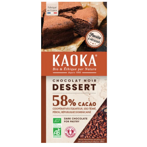 Kaoka Chocolat Dessert Bio 58% 200g شوكولاتة-للحلويات