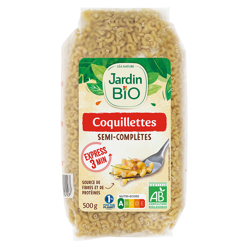 Jardin Bio Coquillettes Demi-Complètes Cuisson Rapide 500G كوكييتيه نصف كاملة طهي سريع