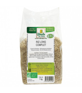 Moulin des Moines Riz long complet bio 1 kg الأرز الكامل الحبة الطويلة