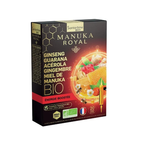 Santarome ginseng guarana acerola manuka 20 ampoules جينسنغ غوارانا اسيرولا مانوكا