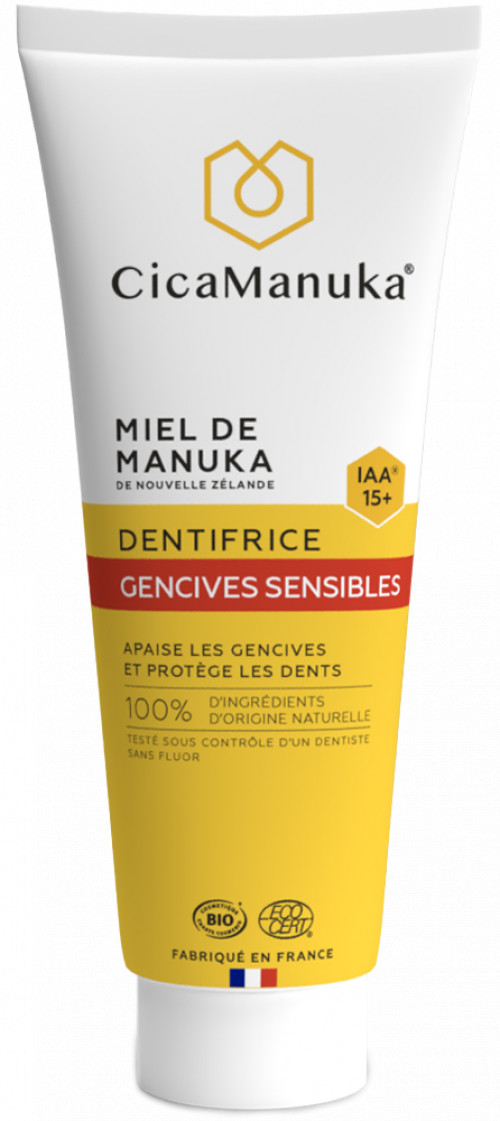 cosmos certified cicamanuka dentifrice sensible iaa15 75ml معجون أسنان للأسنان الحساسة بعسل مانوكا