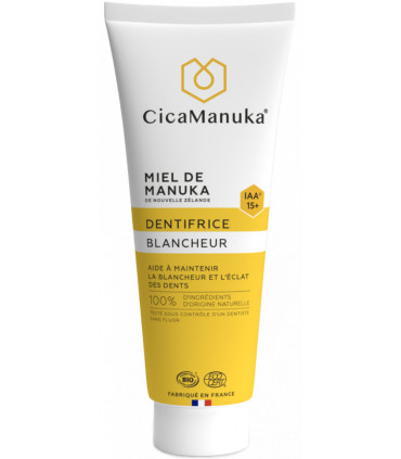 cosmos certified cicamanuka dentifrice blancheur iaa15 75ml معجون أسنان للتبييض بعسل مانوكا