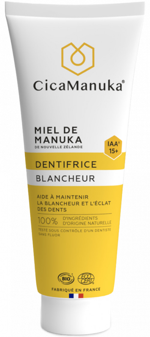 cosmos certified cicamanuka dentifrice blancheur iaa15 75ml معجون أسنان للتبييض بعسل مانوكا