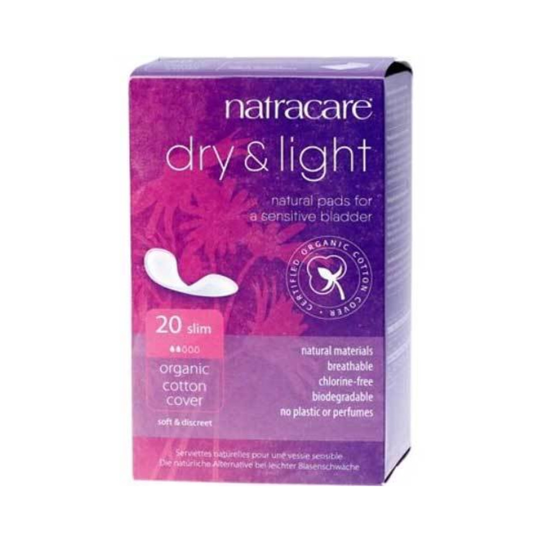 Natracare serviette dry light pour legere incontinence 20u فوط صحية للجفاف والخفة لحالات السلس الخفيف