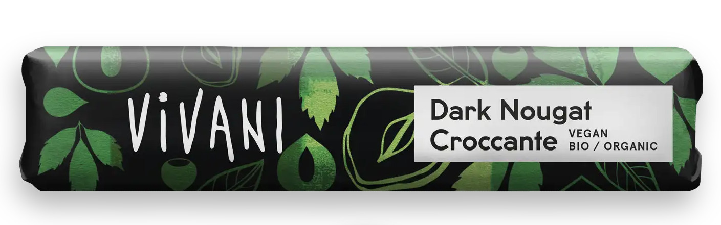 vivani barre de nougat noir croquante 35g لوح شوكولاتة بالنوجا السوداء المقرمشة