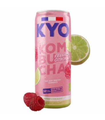Kyo Kombucha Canette Framboise Citron Vert 330Ml كيو كومبوتشا توت العليق وليمون أخضر