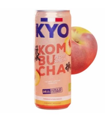 Kyo Kombucha Canette Peche Sureau 330Ml كيو كومبوتشا خوخ و زهرة البيلسان
