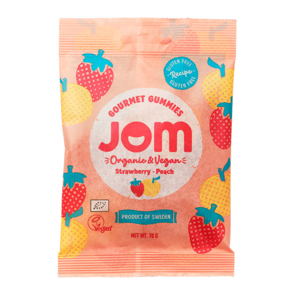 Jom Gummies Fraise Peche 70G جوم حلويات غومي فراولة وخوخ