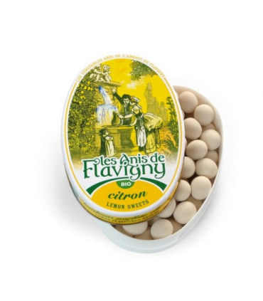 Les Anis De Flavigny Bonbons Citron Bio 50g boite ovale حلوى الليمون العضوية من فلافيني
