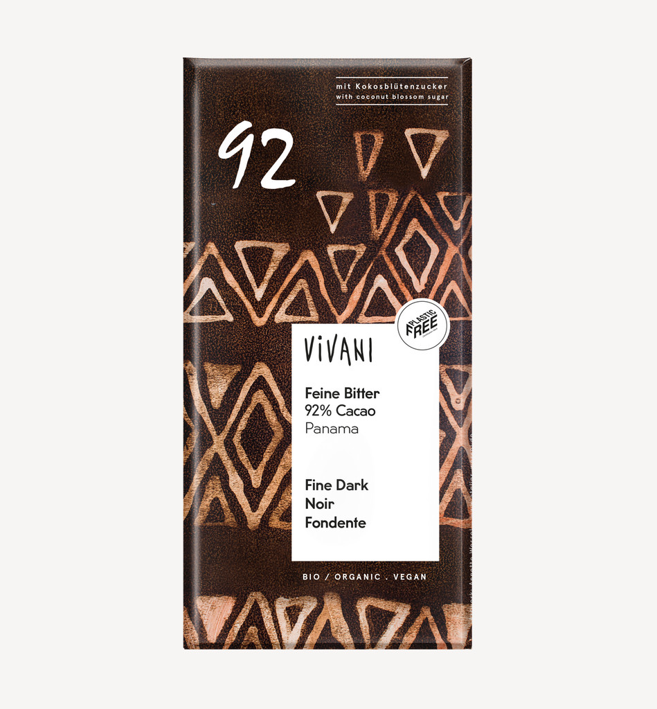 Vivani Tablette de Chocolat Noir 92% 80g  لوح شوكولاتة داكنة