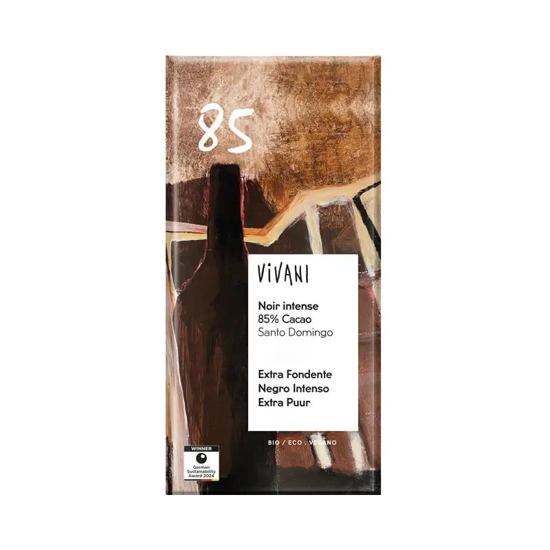 Vivani Tablette de Chocolat Noir 85% Santo Domingo 80g  لوح شوكولاتة داكنة