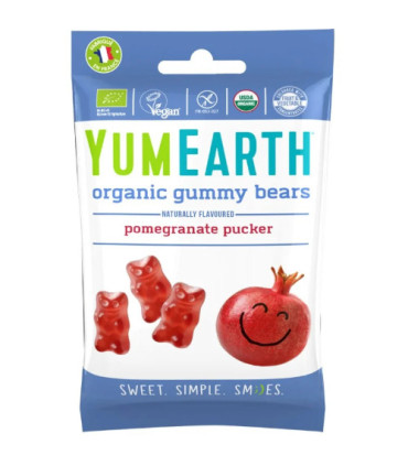 Yum Earth Oursons Grenade Sans Gluten 50g حلويات الدببة بالرمان يوم إيرث بدون غلوتين