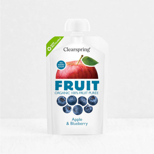 Clearspring Purée de Fruits Pomme et Myrtille BIO 100% 100G كليرسبرينغ مهروس فواكه تفاح وتوت أزرق