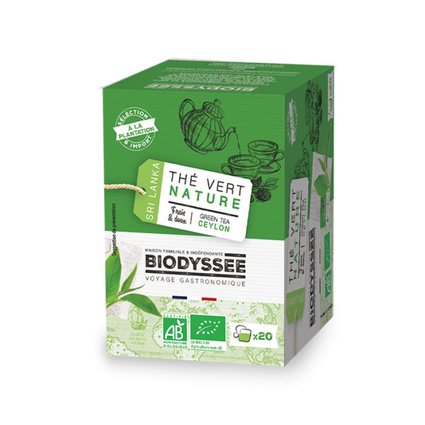 Biodyssee Thé vert nature de Ceylan 20*2g شاي أخضر طبيعي بيو ديسيه سيلان