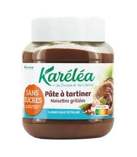 Karéléa Pâte à tartiner chocolat noisette sans sucre ajoute 400g معجون الشوكولاتة والبندق كاريليا بدون سكر مضاف