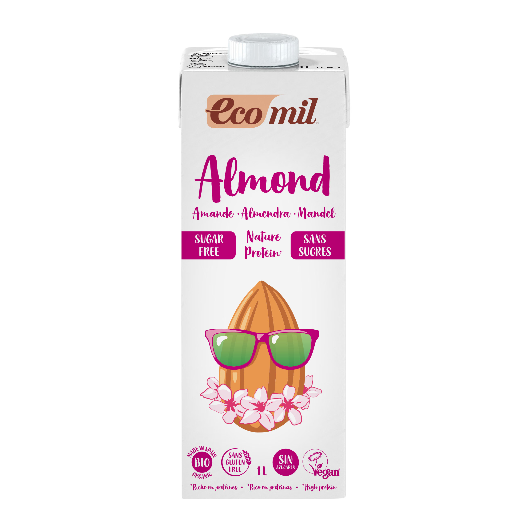 Ecomil Lait BIO Amandes Protéiné Nature 1L  مشروب لوز غني بالبروتين طبيعي إيكميل