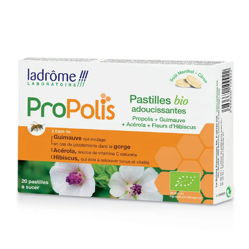 Ladrôme Pastilles Propolis Adoucissantes 20 comprimés  حبوب مص البروبوليس المهدئة