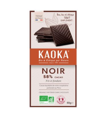 Kaoka Chocolat Noir 58% Cacao Simply 80g شوكولاتة داكنة كاكاو