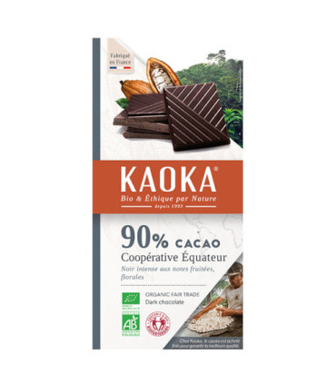 Kaoka Chocolat Noir 90% Equateur Pure Pate 100g شوكولاتة داكنة من الإكوادور