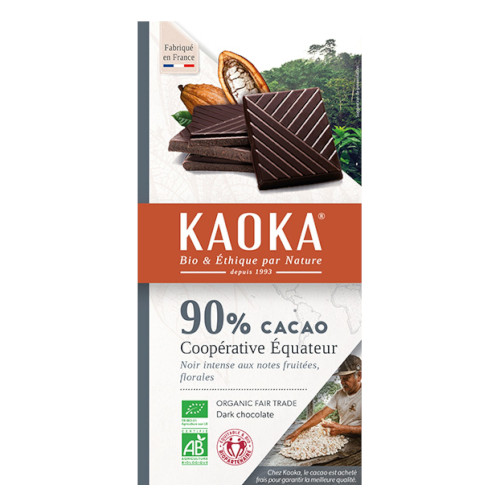 Kaoka Chocolat Noir 90% Equateur Pure Pate 100g شوكولاتة داكنة من الإكوادور