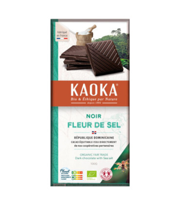 Kaoka Noir Fleur de Sel 100g شوكولاتة داكنة بالملح البحري