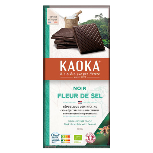 Kaoka Noir Fleur de Sel 100g شوكولاتة داكنة بالملح البحري