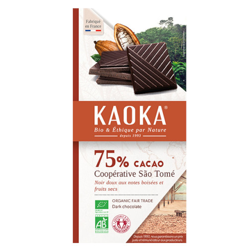 Kaoka Chocolat Noir Sao Tome 75% 100g شوكولاتة داكنة من ساو تومي