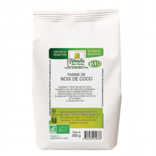 Moulin des Moines Farine BIO de Noix de Coco 500G  دقيق جوز الهند