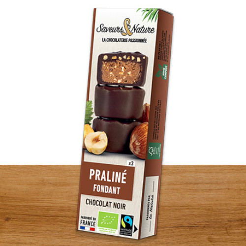 Saveurs & Nature Bouchées Praliné Noisette Chocolat 70% 45G  قطع البندق المحشو بالبراين مع الشوكولاتة