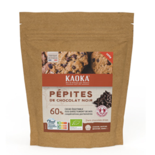 Kaoka Pepites De Chocolat Noir Bio 60% Cacao Sachet 100g رقائق الشوكولاتة السوداء