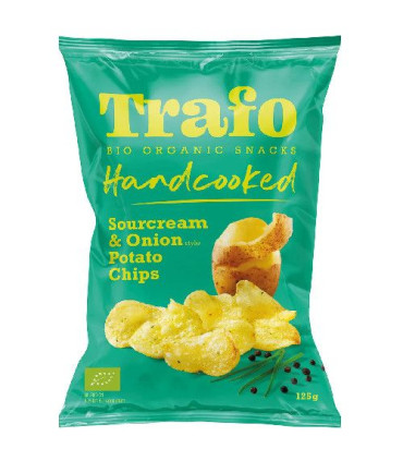 Trafo Chips de Pomme de Terre Bio Sourcream & Oignon 125g رقائق البطاطس بالكريمة الحامضة والبصل