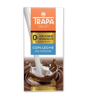 Chocolat Noir 80 % ou lait TRAPA Sans Sucre   شوكولاتة سوداء او حليب بدون سكر