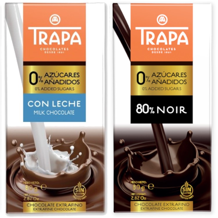 Chocolat Noir 80 % ou lait TRAPA Sans Sucre   شوكولاتة سوداء او حليب بدون سكر