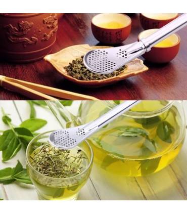 Cuilère paille en inox pour tisane et thé au Maroc