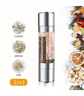 Moulin à poivre, sel rose himalaya, épices en inox 2en1 Maroc مطحنة الفلفل الاسود من الفولاذ