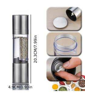 Moulin à poivre, sel rose himalaya, épices en inox 2en1 Maroc مطحنة الفلفل الاسود من الفولاذ